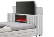 Elias Grey King Bed With Immersive Sound Speaker, Led, Tv Lift & Fp - ELIAS-GREY-KB W/ IS LED TV LIFT FP