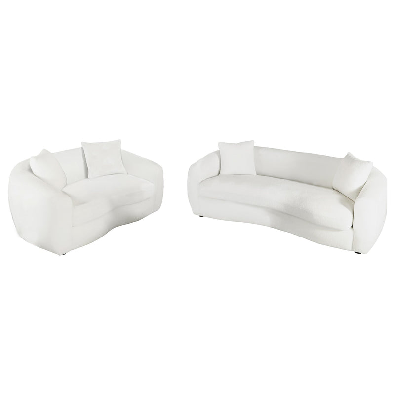 Isabella 2-piece Faux Sheepskin Upholstered Sofa Set Natural - 509871-S2