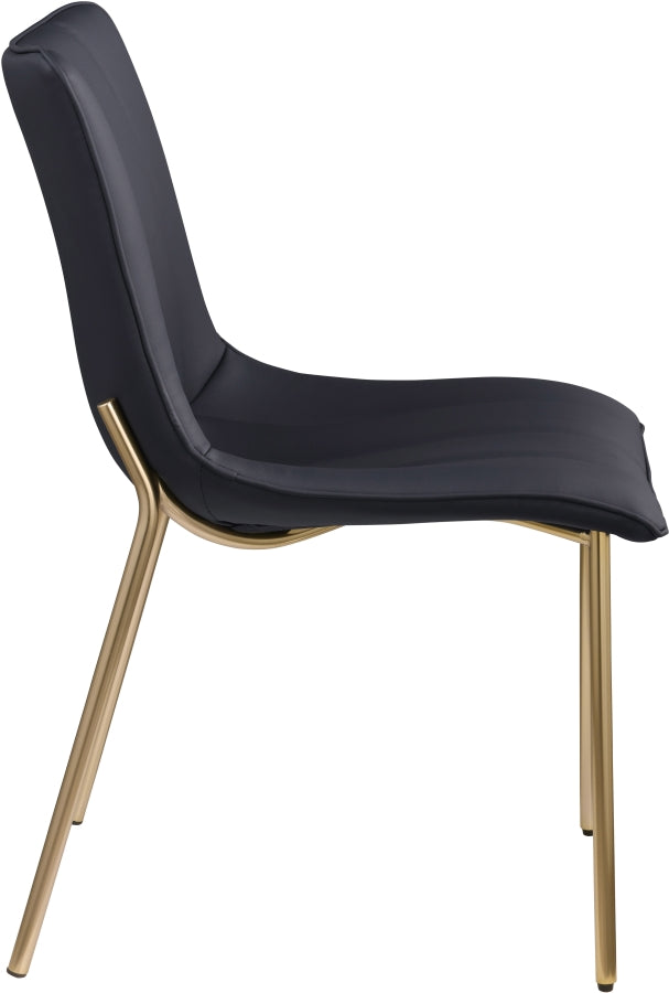 Isla Vegan Leather Upholstered Dining Chair in Black, Set of 2 - 529Black-C