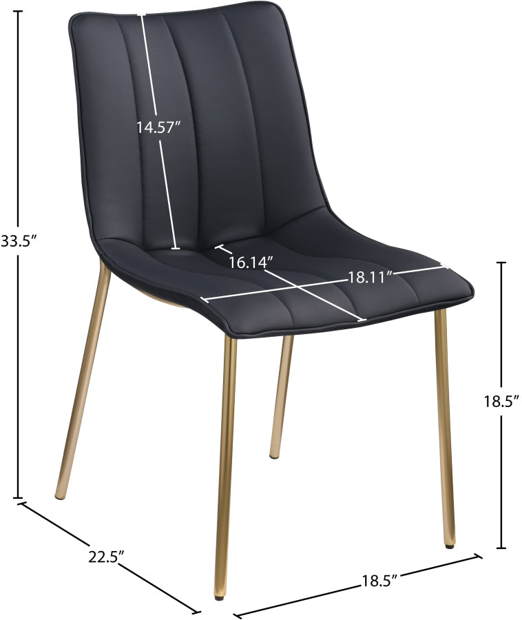 Isla Vegan Leather Upholstered Dining Chair in Black, Set of 2 - 529Black-C