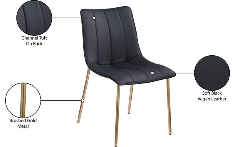 Isla Vegan Leather Upholstered Dining Chair in Black, Set of 2 - 529Black-C