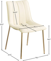 Isla Vegan Leather Upholstered Dining Chair in Cream, Set of 2 - 529Cream-C