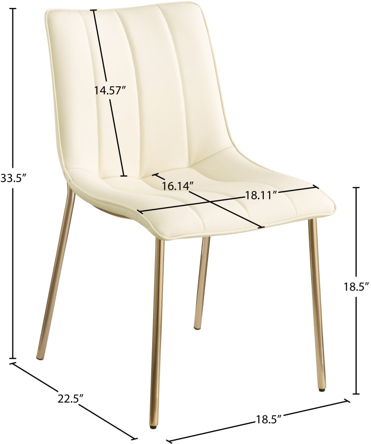 Isla Vegan Leather Upholstered Dining Chair in Cream, Set of 2 - 529Cream-C