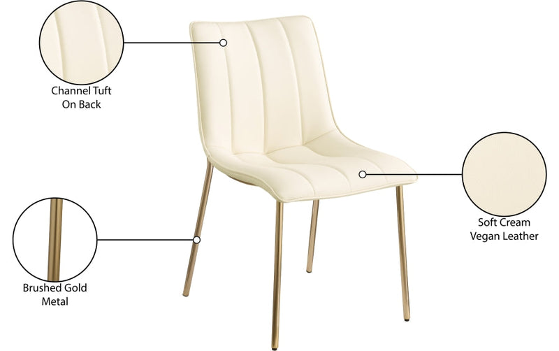 Isla Vegan Leather Upholstered Dining Chair in Cream, Set of 2 - 529Cream-C