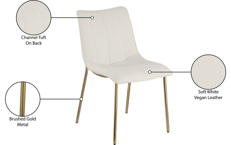Isla Vegan Leather Upholstered Dining Chair in White, Set of 2 - 529White-C