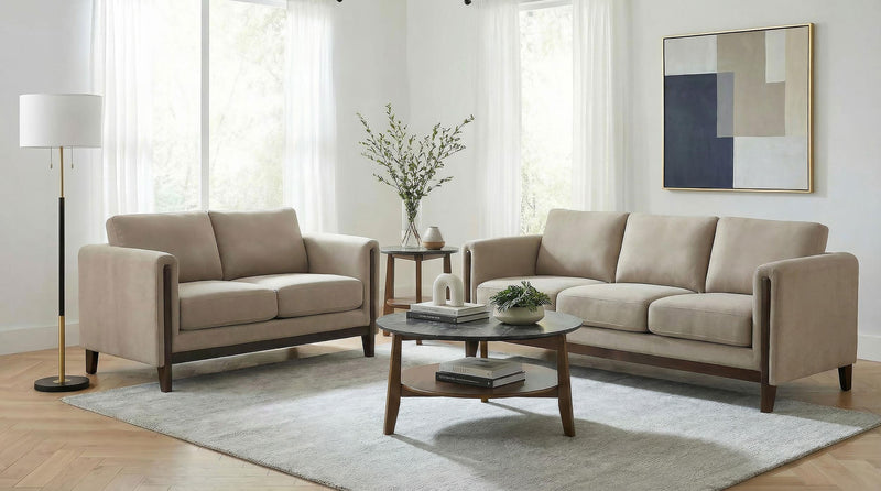 Islington 2-piece Upholstered Panel Arm Sofa Set Taupe - 511101-S2
