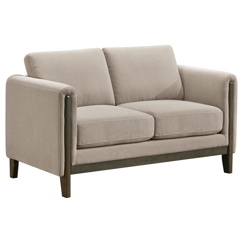 Islington Fabric Upholstered Panel Arm Loveseat Taupe - 511102