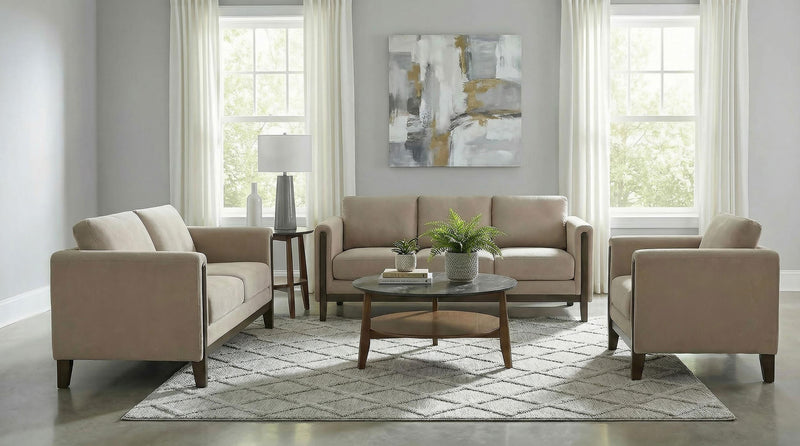 Islington Fabric Upholstered Panel Arm Sofa Taupe - 511101