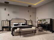 Istanbul Bedroom (Queen Frame With Headboard & Dresser With Mirror & Ottoman & 2 Nightstand & Bench) - 200-GAB-IST-QBED-SET