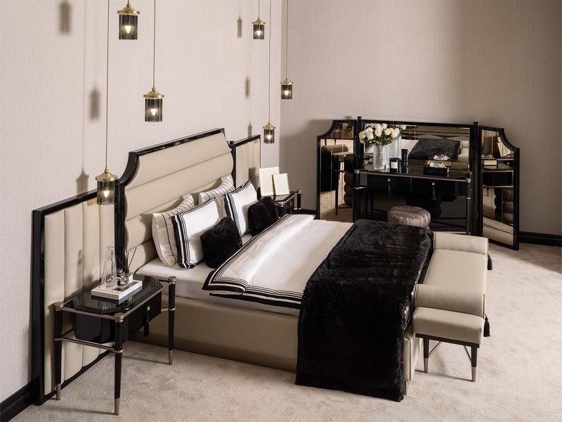 Istanbul Bedroom (Queen Frame With Headboard & Dresser With Mirror & Ottoman & 2 Nightstand & Bench) - 200-GAB-IST-QBED-SET