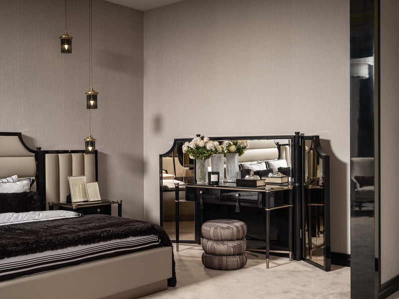 Istanbul Bedroom (Queen Frame With Headboard & Dresser With Mirror & Ottoman & 2 Nightstand & Bench) - 200-GAB-IST-QBED-SET