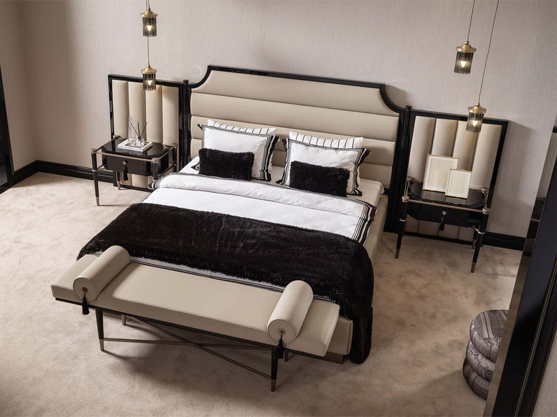 Istanbul Bedroom (Queen Frame With Headboard & Dresser With Mirror & Ottoman & 2 Nightstand & Bench) - 200-GAB-IST-QBED-SET