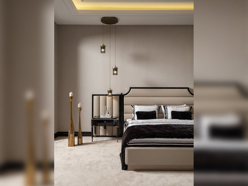 Istanbul Bedroom (Queen Frame With Headboard & Dresser With Mirror & Ottoman & 2 Nightstand & Bench) - 200-GAB-IST-QBED-SET
