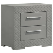 Ives 2-drawer Nightstand Bedside Table Grey High Gloss - 224972