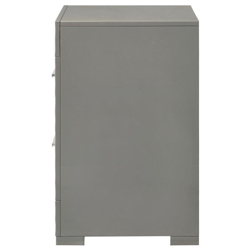 Ives 2-drawer Nightstand Bedside Table Grey High Gloss - 224972
