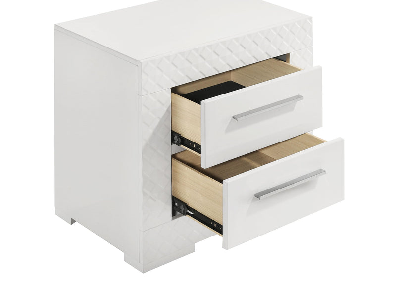 Ives 2-drawer Nightstand Bedside Table White High Gloss - 224942
