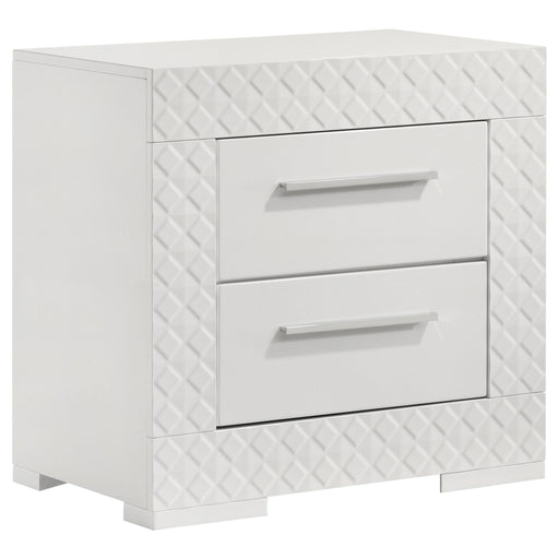 Ives 2-drawer Nightstand Bedside Table White High Gloss - 224942