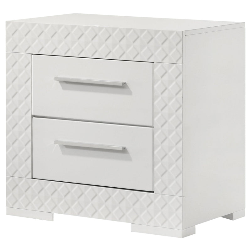 Ives 2-drawer Nightstand Bedside Table White High Gloss - 224942