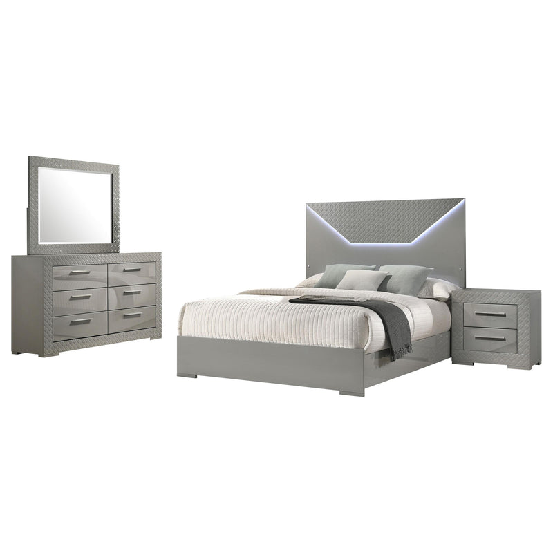 Ives 4-piece Queen Bedroom Set Grey High Gloss - 224971Q-S4