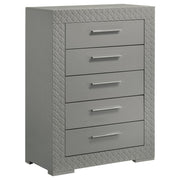 Ives 5-piece Eastern King Bedroom Set Grey High Gloss - 224971KE-S5