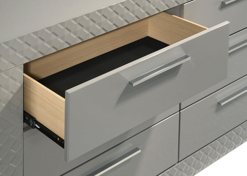 Ives 6-drawer Dresser and Mirror Grey High Gloss - 224973M