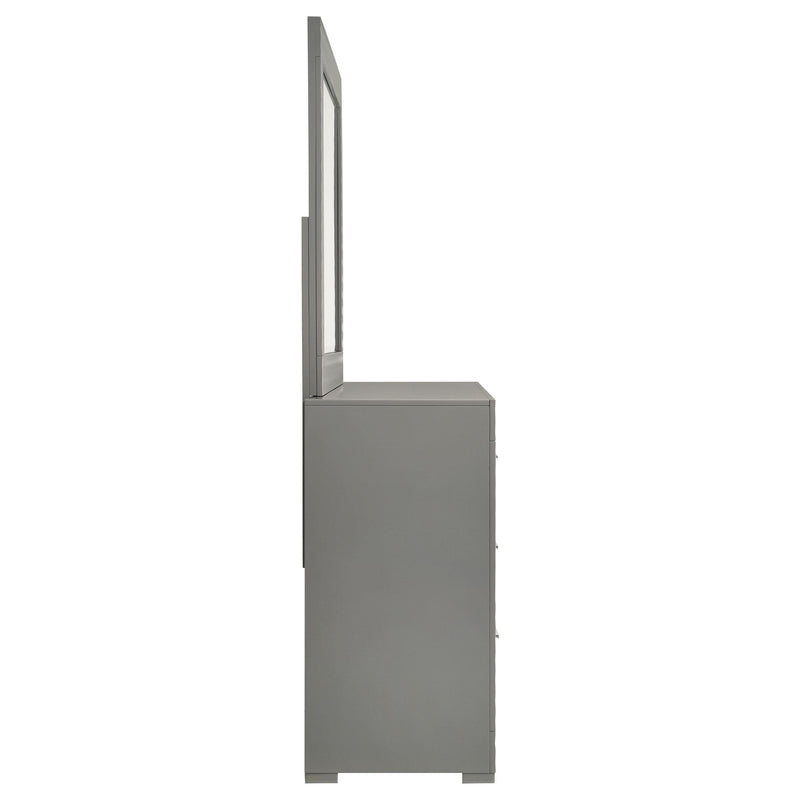 Ives 6-drawer Dresser and Mirror Grey High Gloss - 224973M