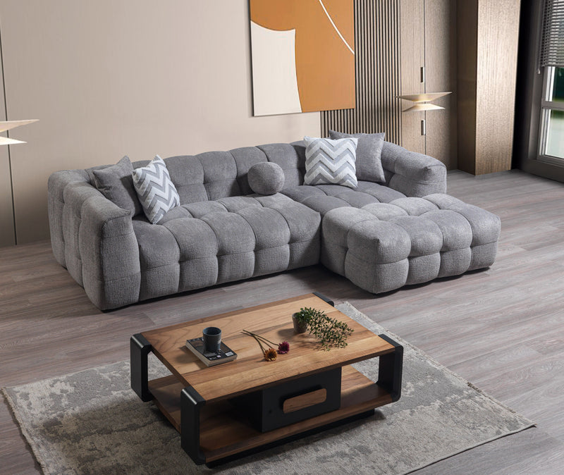 Ivy Gray Boucle RAF Sectional - Gate FurnitureSectional