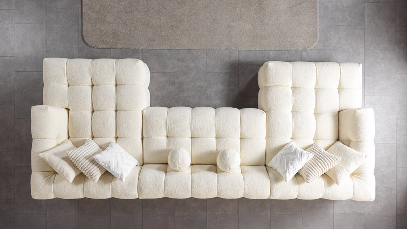 Ivy Ivory Boucle Double Chaise 146" Sectional - IVYIVR-USEC