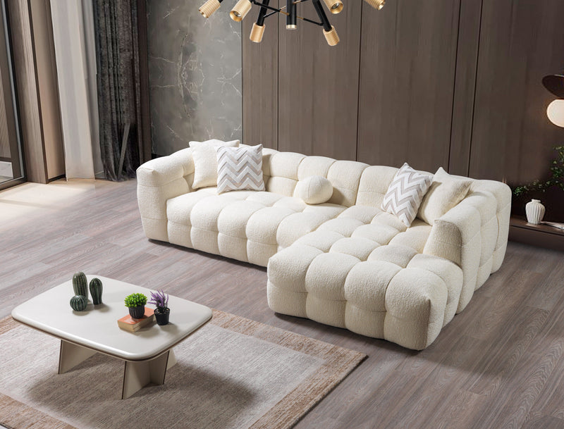 Ivy Ivory Boucle RAF Sectional - Gate FurnitureSectional