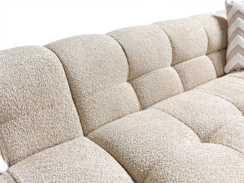 Ivy Sand Boucle LAF 110" Sectional - Gate FurnitureSectional