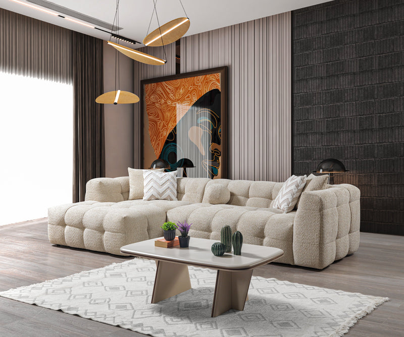 Ivy Sand Boucle LAF 110" Sectional - Gate FurnitureSectional