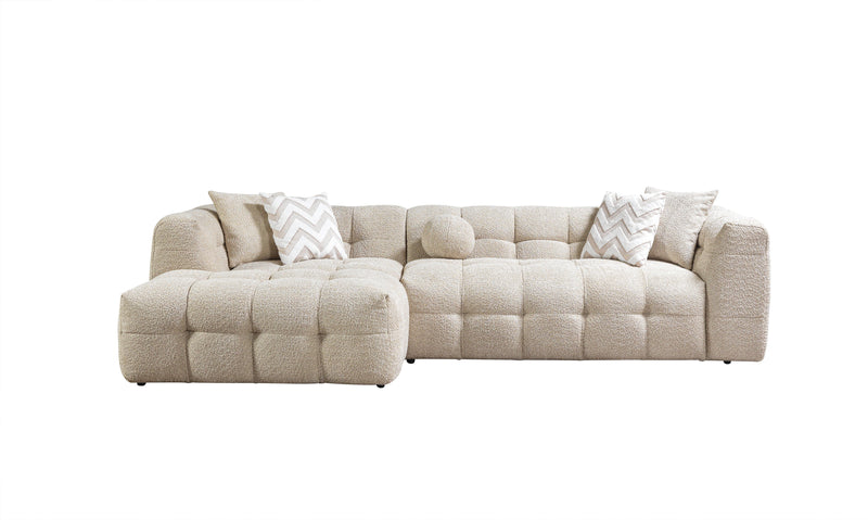 Ivy Sand Boucle LAF 110" Sectional - Gate FurnitureSectional
