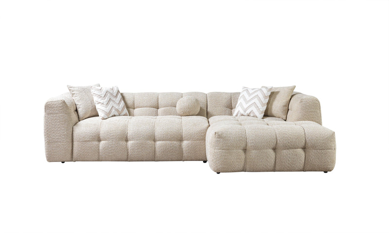Ivy Sand Boucle RAF 110" Sectional - Gate FurnitureSectional
