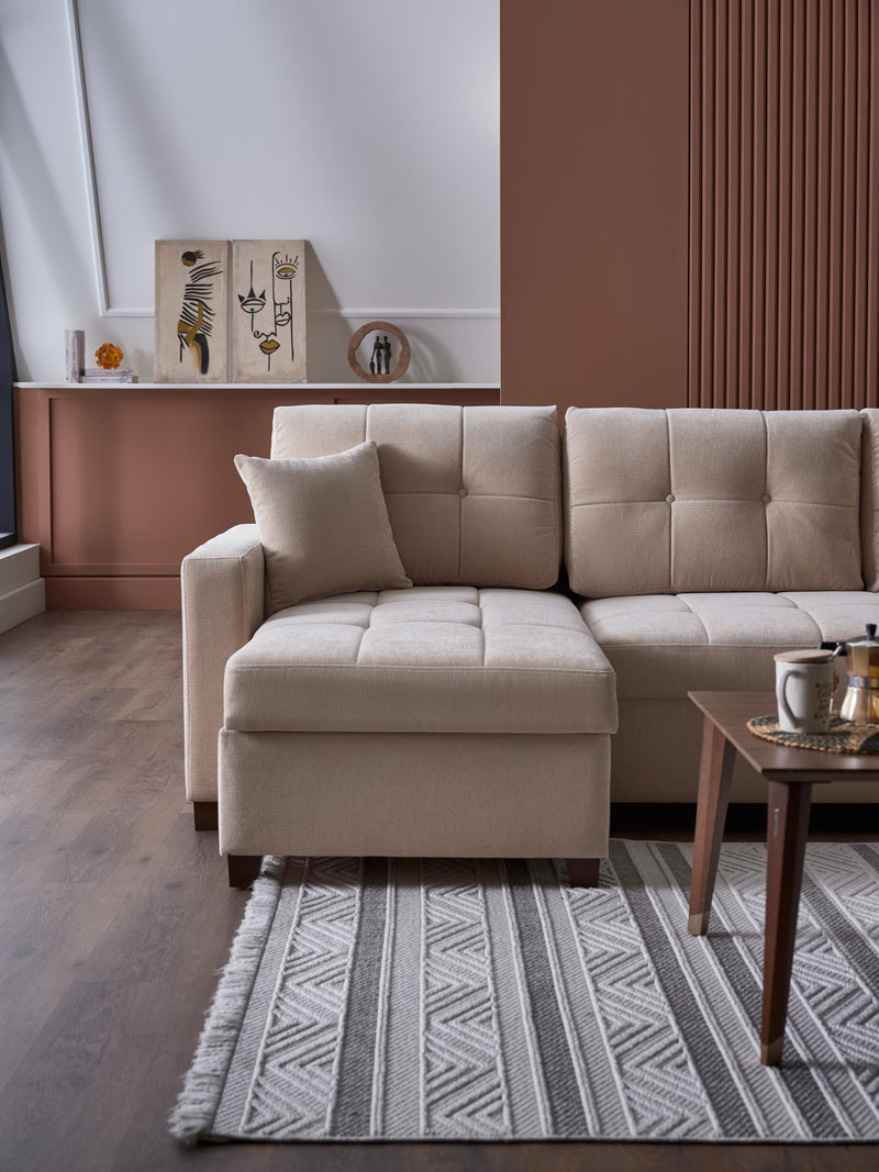 Ivy Sectional (Koopsi Basic Beige) 3 Pieces - Gate FurnitureSleeper Sectional