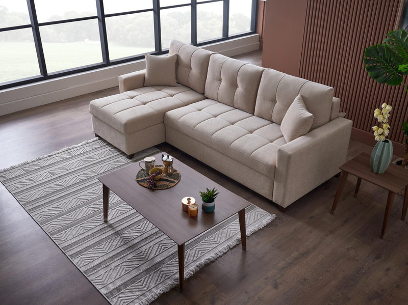 Ivy Sectional (Koopsi Basic Beige) 3 Pieces - Gate FurnitureSleeper Sectional