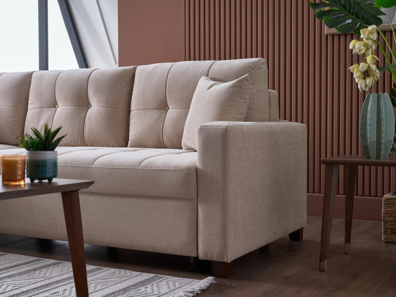 Ivy Sectional (Koopsi Basic Beige) 3 Pieces - Gate FurnitureSleeper Sectional
