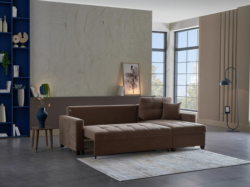 Ivy Sectional (Koopsi Basic Brown) 3 Pieces - Gate FurnitureSleeper Sectional