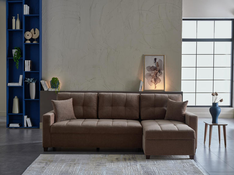 Ivy Sectional (Koopsi Basic Brown) 3 Pieces - Gate FurnitureSleeper Sectional