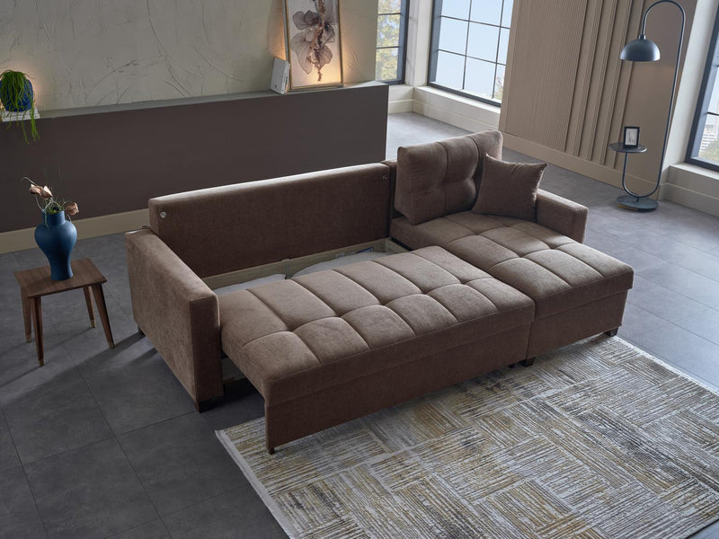Ivy Sectional (Koopsi Basic Brown) 3 Pieces - Gate FurnitureSleeper Sectional