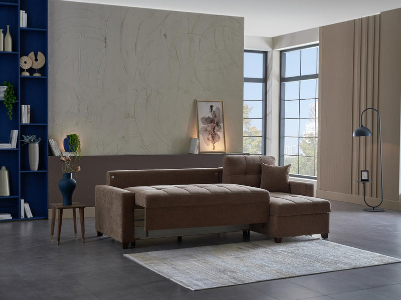 Ivy Sectional (Koopsi Basic Brown) 3 Pieces - Gate FurnitureSleeper Sectional