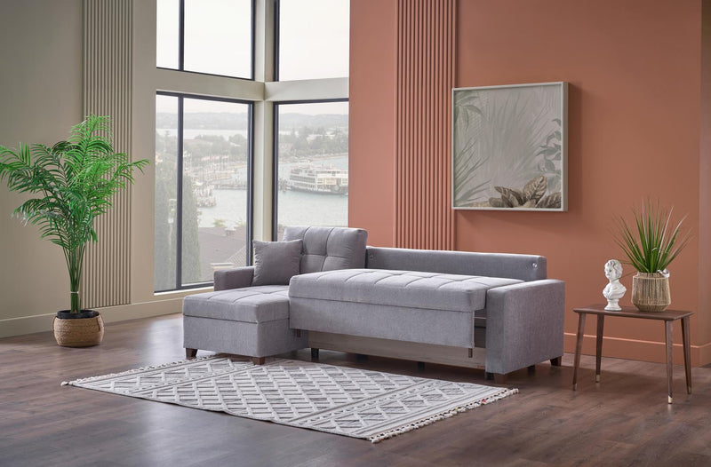 Ivy Sectional (Koopsi Basic Gray110) Brown Legs - Gate FurnitureSleeper Sectional