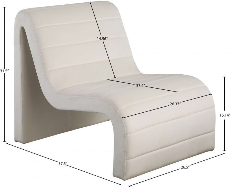 Ivy Velvet Upholstered Accent Chair in Cream - 403Cream