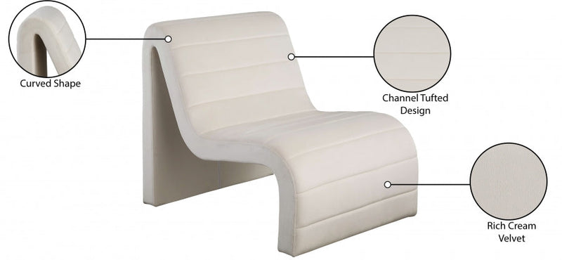 Ivy Velvet Upholstered Accent Chair in Cream - 403Cream