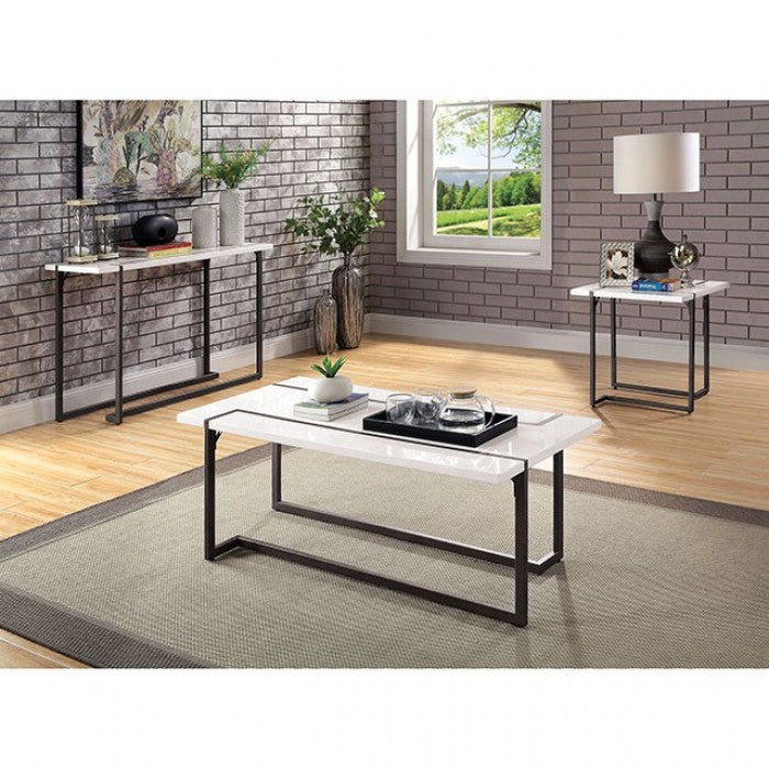 Izar White/Gun Metal Sofa Table - FOA4799S-TABLE