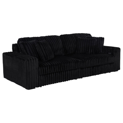 Jacana Corduroy Upholstered Dual Power Chaise Sofa Black - 600537P