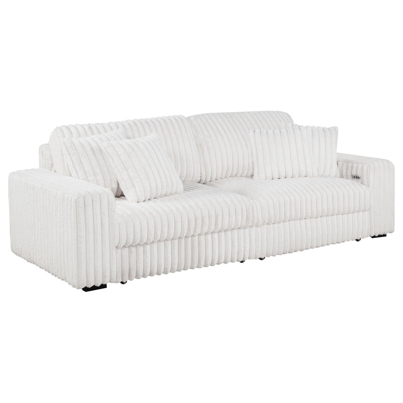 Jacana Corduroy Upholstered Dual Power Chaise Sofa Ivory - 600535P