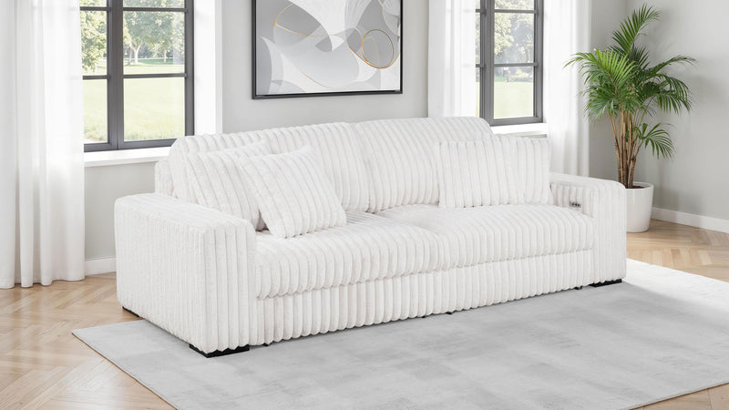 Jacana Corduroy Upholstered Dual Power Chaise Sofa Ivory - 600535P