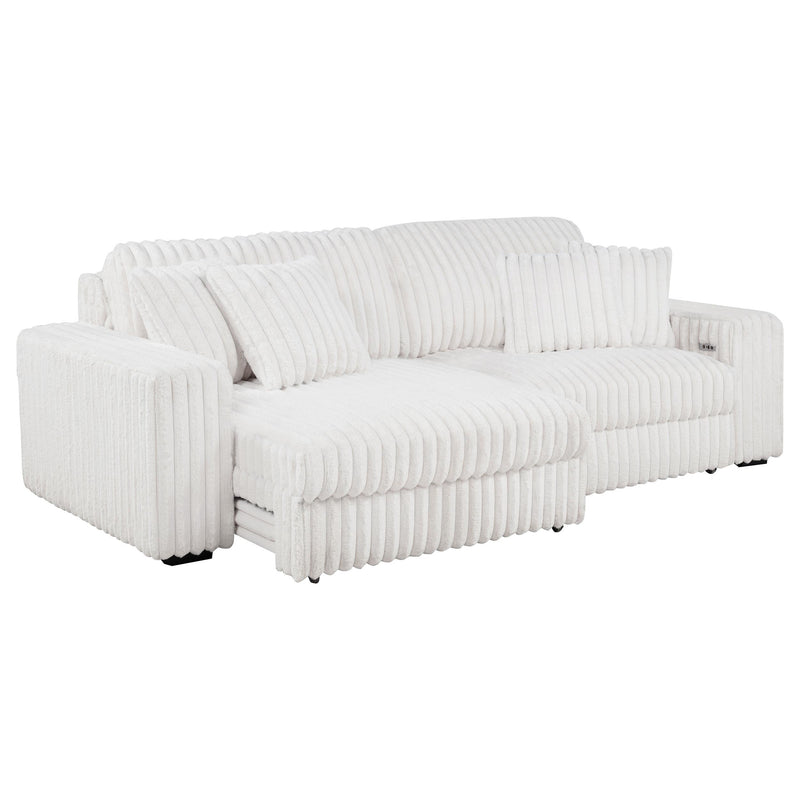 Jacana Corduroy Upholstered Dual Power Chaise Sofa Ivory - 600535P