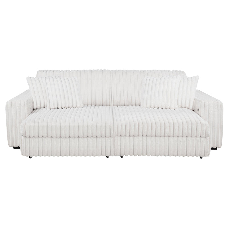 Jacana Corduroy Upholstered Dual Power Chaise Sofa Ivory - 600535P