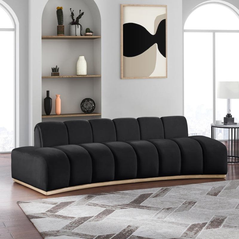 Jace 106" Velvet Upholstered Upholstered Sofa in Black - 44093Black-S